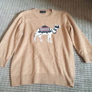 J. Crew wool cashmere blend tan sweater with camel